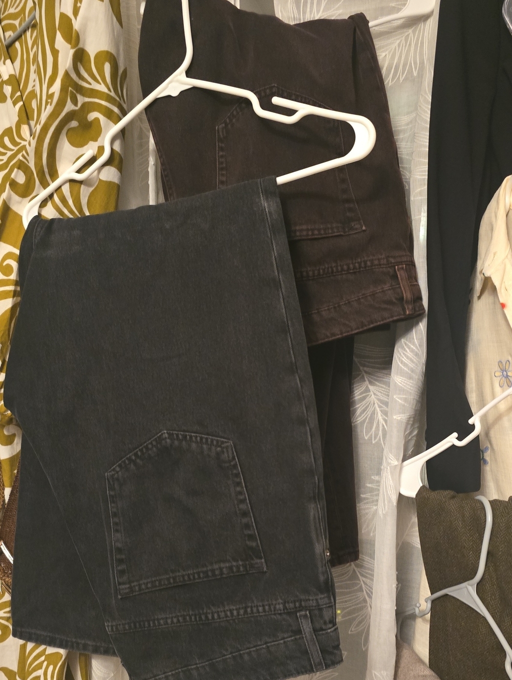 Dark Gray & Brown Denim/Jeans Pair - Neutral Colors